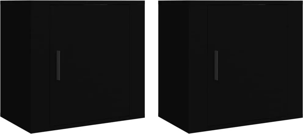 vidaXL 2 db fekete falra szerelhető éjjeliszekrény 50 x 30 x 47 cm