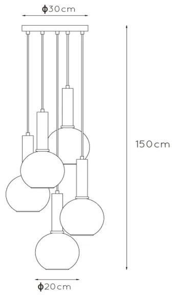 Lucide 45402/15/30 - Csillár zsinóron MARIUS 5xE27/40W/230V fekete