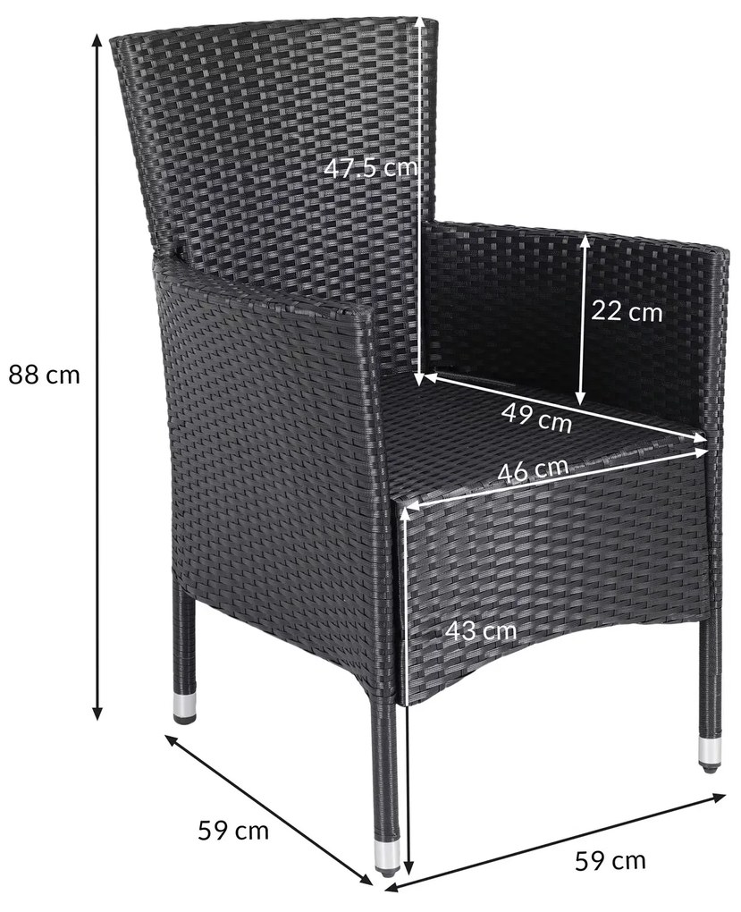 Deuba polyrattan fotel 2 darabos - fekete/krémszínű párnák