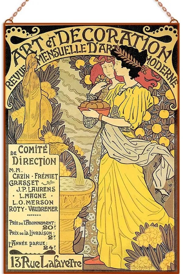 Szecessziós kép - Art et Decoration üvegkép, falikép