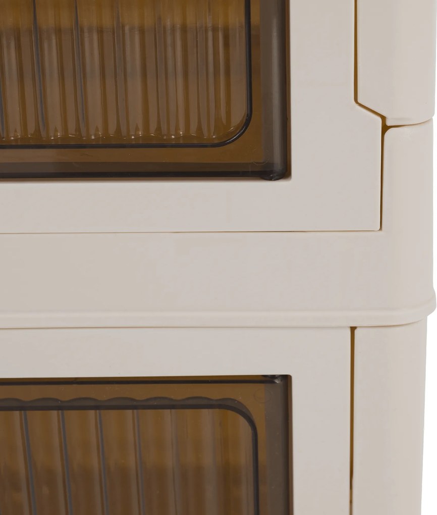 Összecsukható szekrény, fehér/barna, műanyag, POSA TYP 2