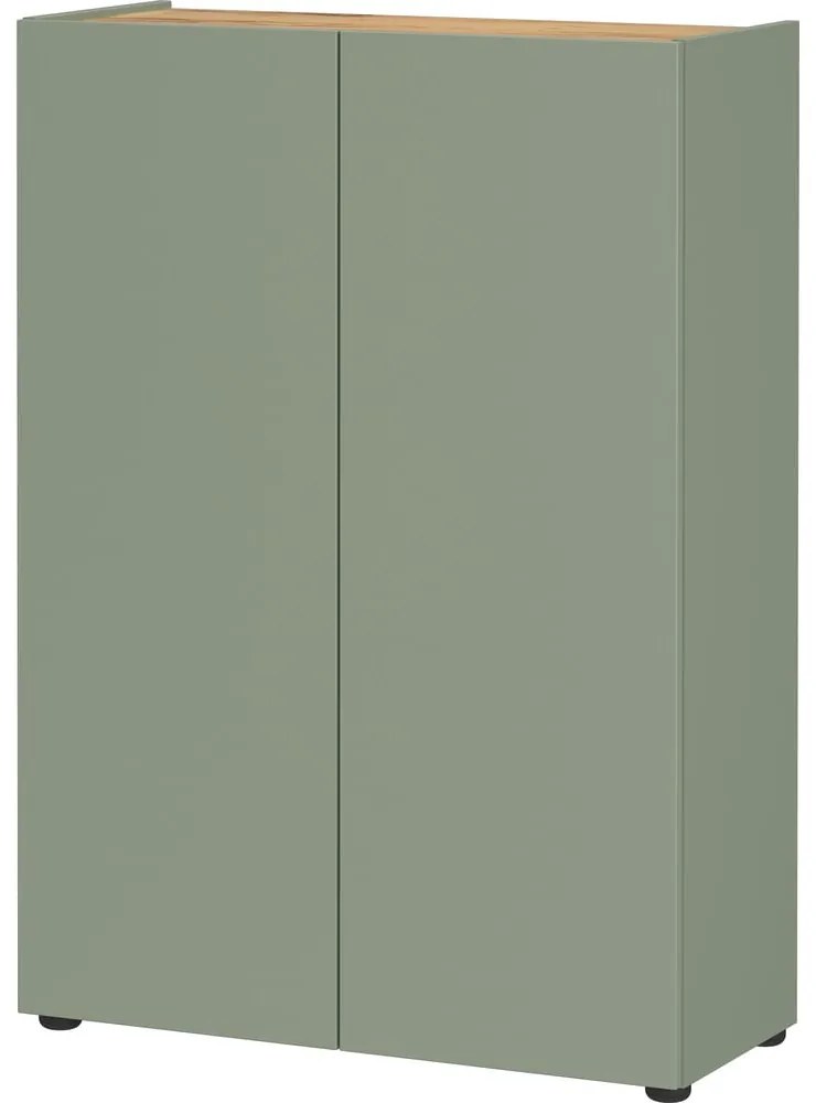 Világoszöld cipőtartó tölgyfa dekorral 74x105x33 cm Alviano – Germania