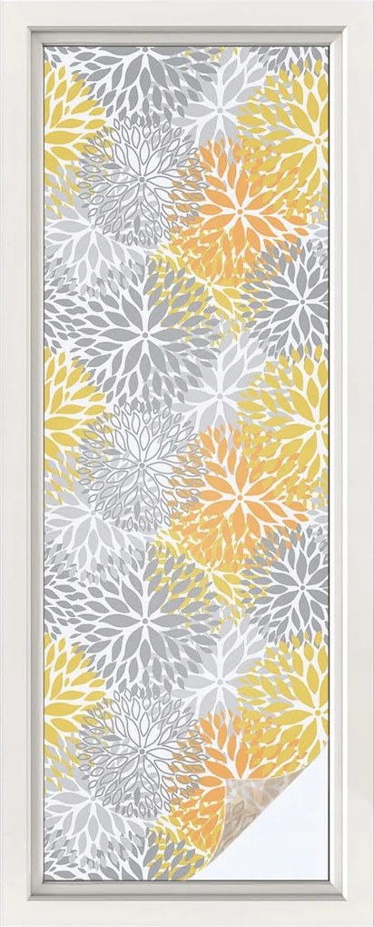 Tejfólia Ablaküveghez Öntapadós Adatvédelem Színes virágok 50x146