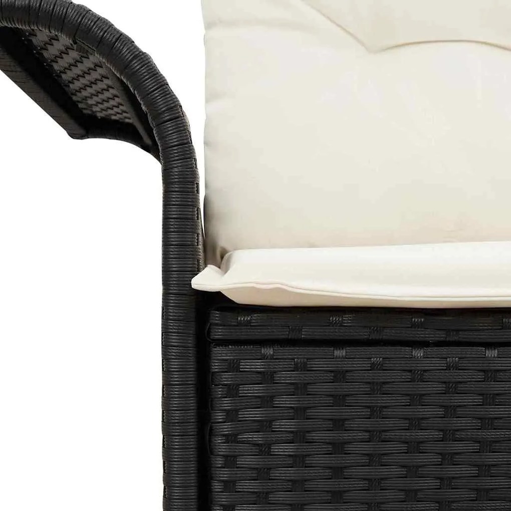 Kerti kanapé párnával Fekete 141 x 62 x 69 cm polirattan