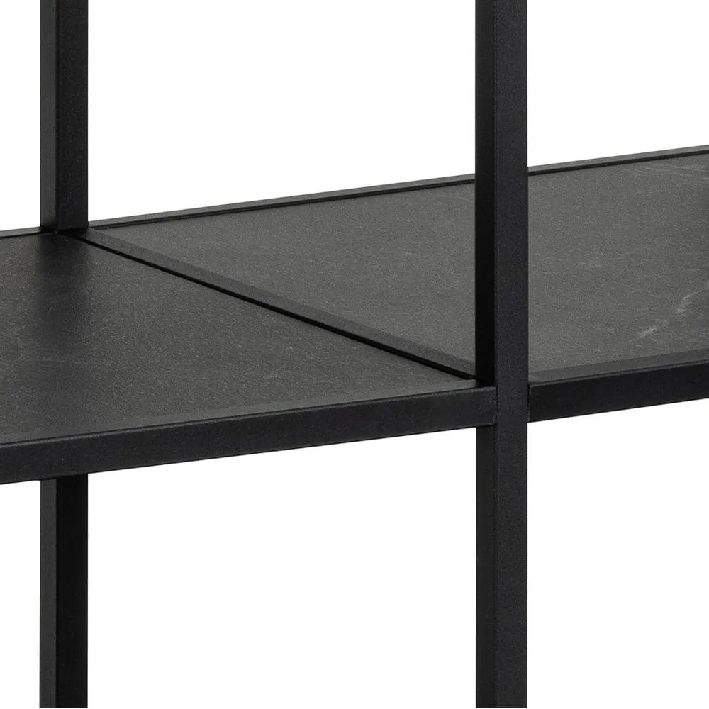 Fekete könyvespolc kő dekorral 120x83 cm Strington – Actona