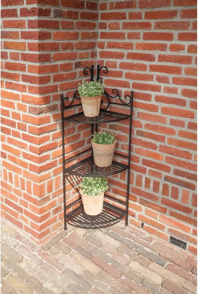 Fekete fém összecsukható virágtartó sarok állvány - Esschert Design