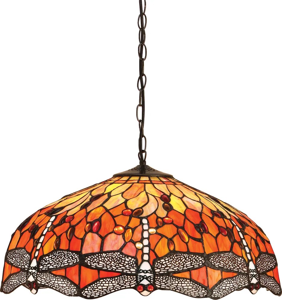 Endon klasszikus tiffany függeszték dragonfly flame sötétbarna sokszínű end64082