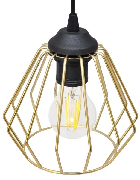 Csillár zsinóron AGAT 3xE27/15W/230V arany/fekete