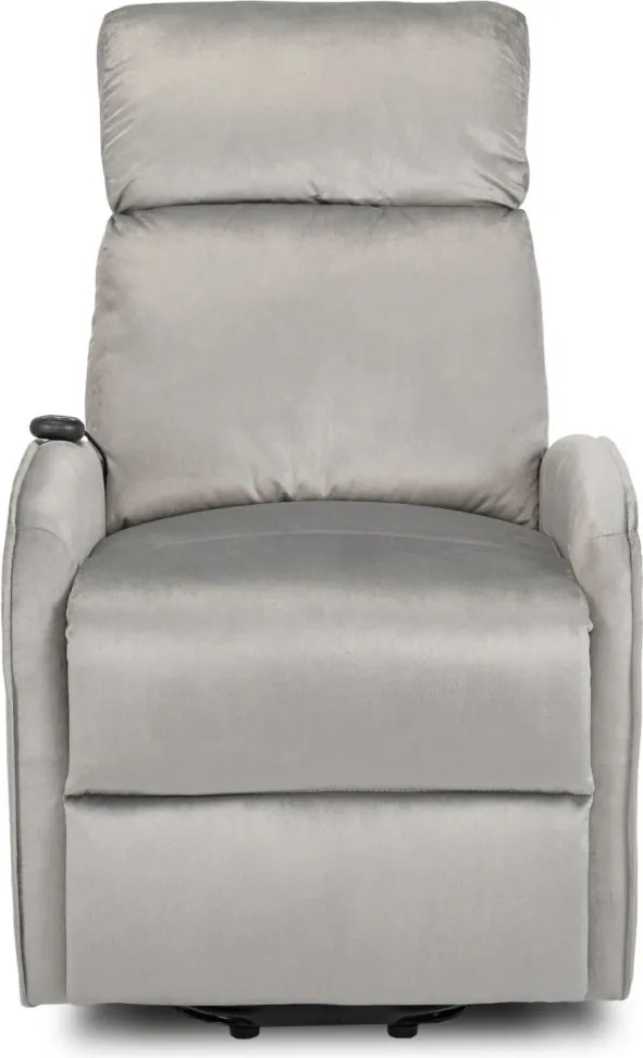 Elektromos relax fotel felállást segítő funkcióval szürke bársony – COLTON