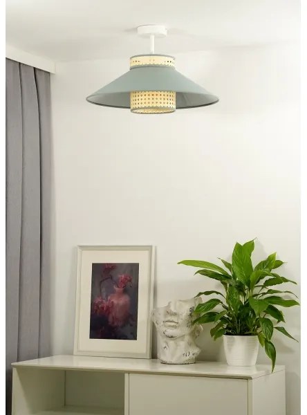 Duolla - Felületre szerelhető csillár RIO RATTAN 1xE27/15W/230V átm. 45 cm zöld/rattan