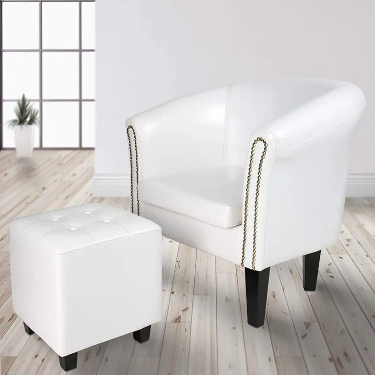 MIADOMODO Fotel székkel  Chesterfield fehér