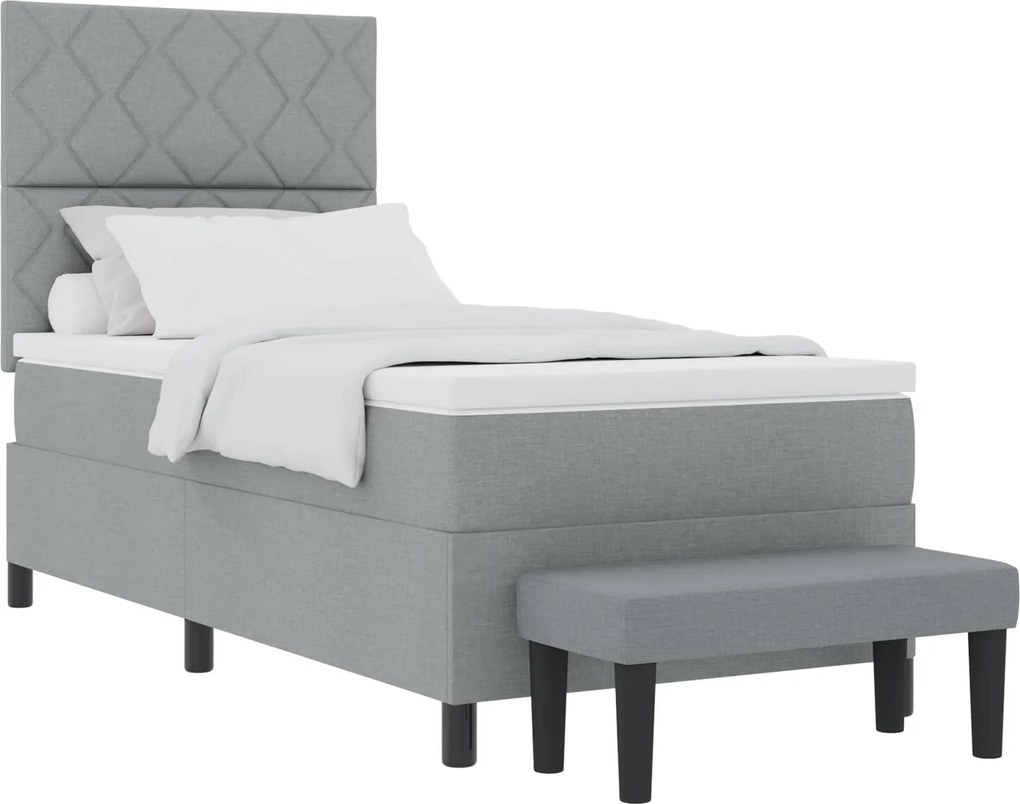 vidaXL Boxrugós ágy matracmal Világosszürke 100 x 200 cm szövet