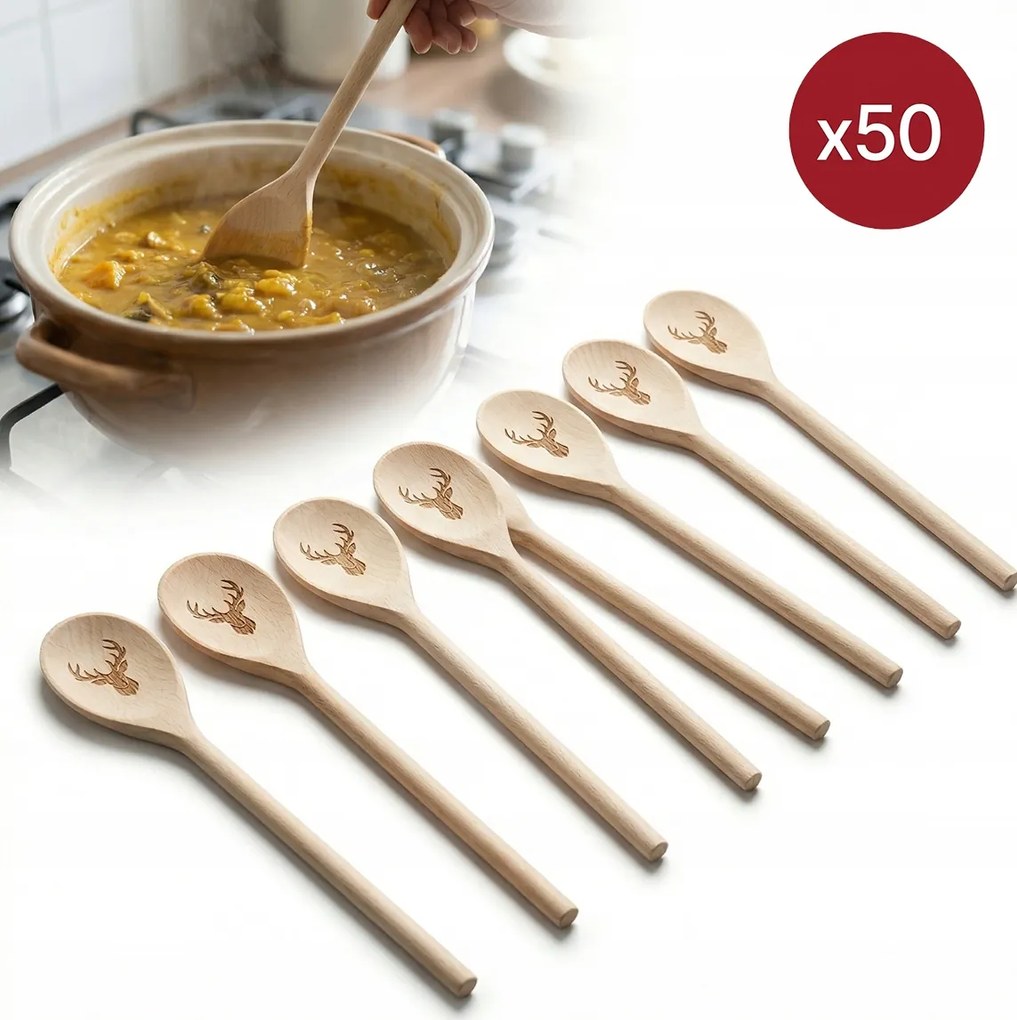 Svéd Kanál Bükk gravírozott Szarvas 50 db-os szett