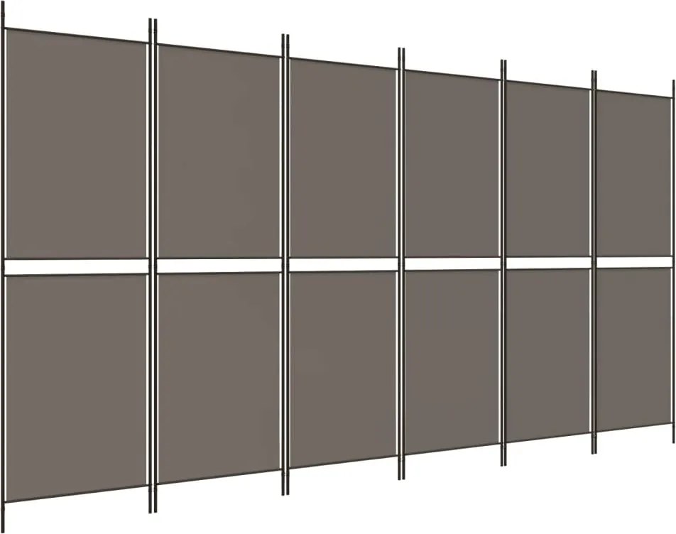 vidaXL 6 paneles antracitszürke szövet térelválasztó 300 x 220 cm