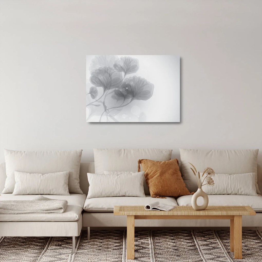 Szürke árnyalatú virágok képe (üvegen) (70x50 cm)