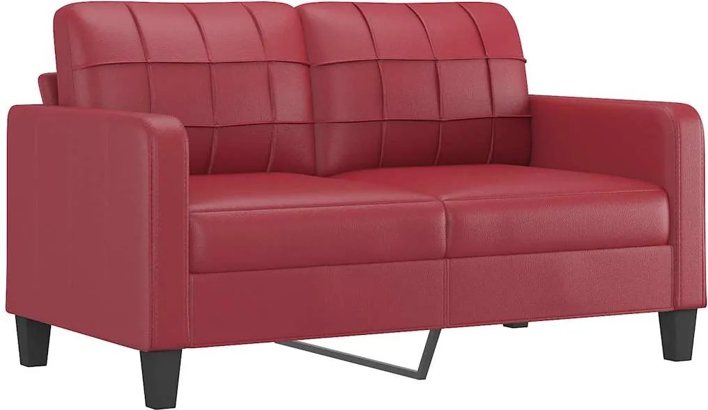 vidaXL 2 személyes bordó színű műbőr kanapé 140 cm