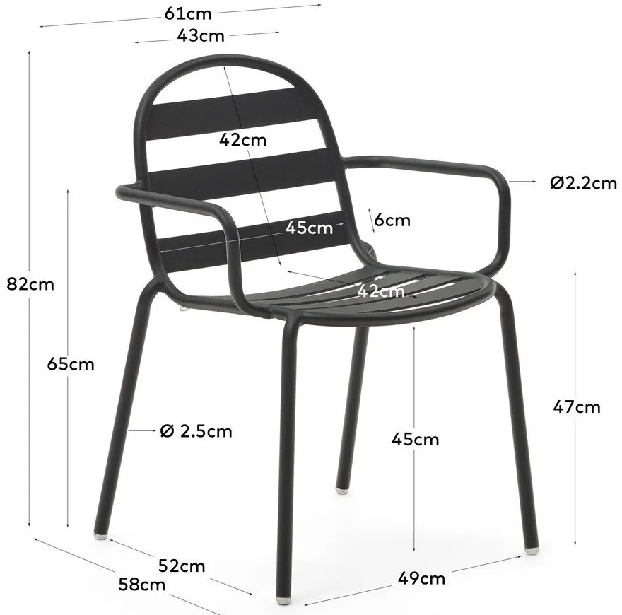 Sötétszürke fém kerti szék Joncols – Kave Home