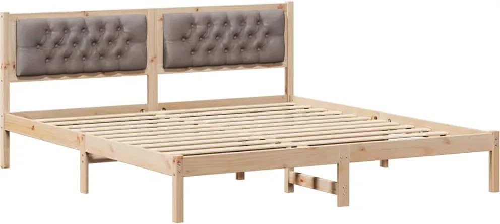 vidaXL Ágykeret fejtámlával Tópszínű 160 x 200 cm Tömör fenyőfa