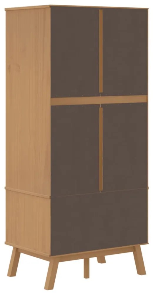 OLDEN fehér és barna tömör fenyőfa gardrób 76,5 x 53 x 172 cm