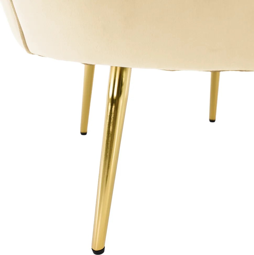 Art-deco stílusú fotel, bézs Velvet szövet/gold arany króm, NOBLEO
