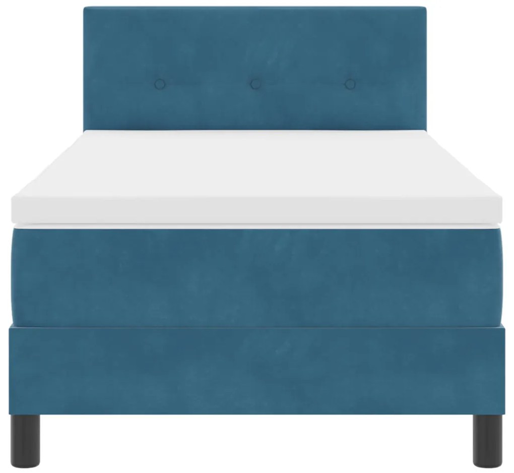 Boxspring Ágy Matraccal és LED-del Sötétkék 90x190 cm Bársony