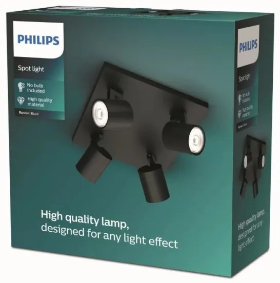 Philips - RUNNER 4xGU10/20W/230V irányítható spotlámpa fekete