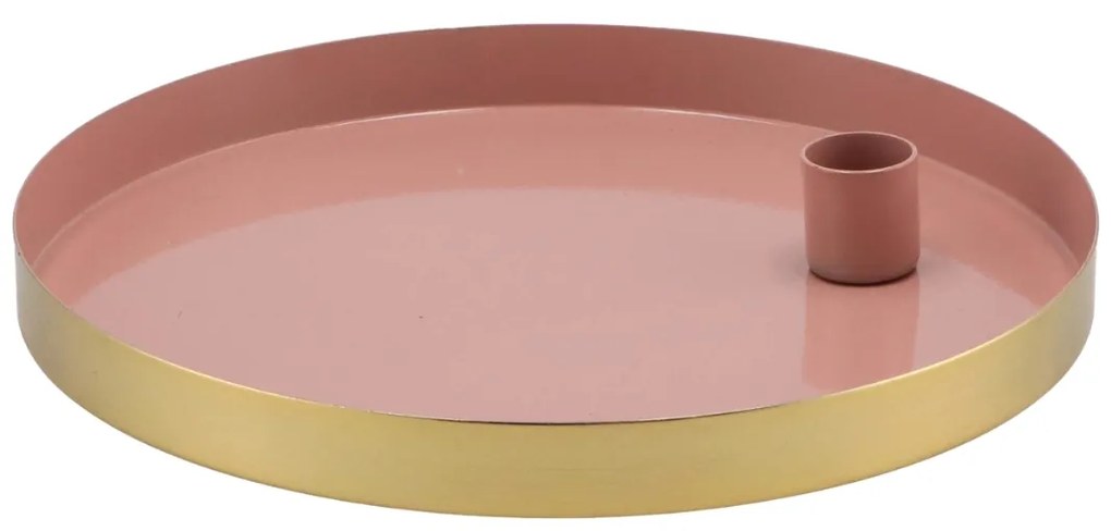 Kerek fém gyertyatartó MARAKESH 22cm, rózsaszín
