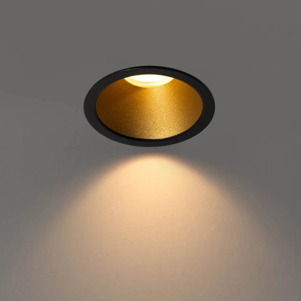 Set van 6 moderne inbouwspots zwart met goud GU10 35mm IP44 - Dept