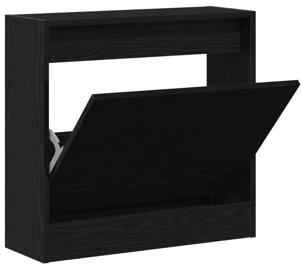 Cipőtároló Fekete Tölgy 60x21x57 cm Műanyag