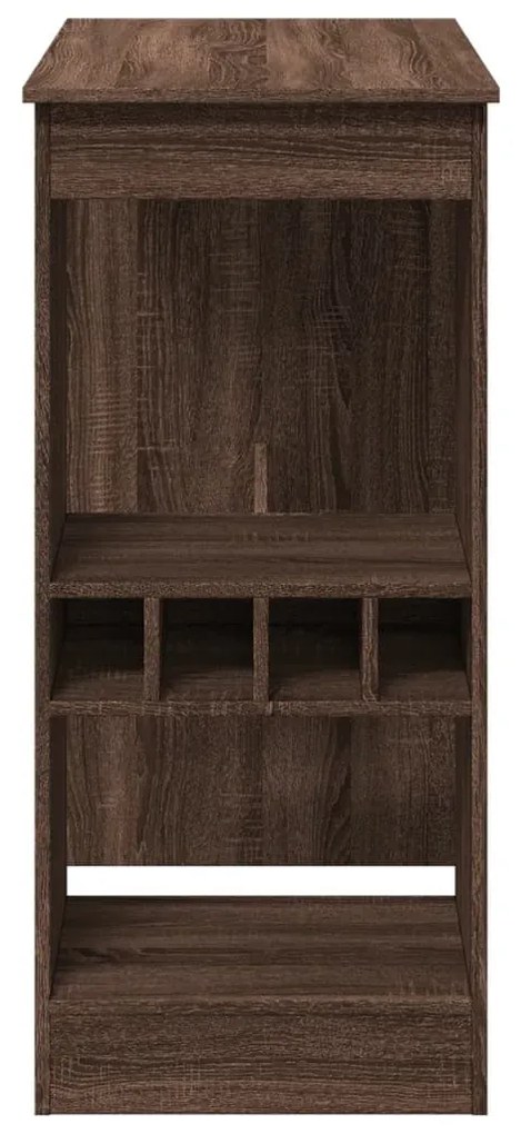 barna tölgy szerelt fa bárasztal tárolókkal 90x47,5x103,5 cm