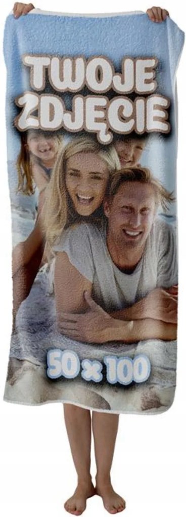 Személyre szabott Törölköző Fotóval 100x50 cm Ajándék Medence Nyaralás Logo