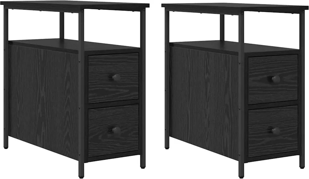 vidaXL Éjjeliszekrény 2 pcs Musta tammi 30 x 60 x 60 cm Faanyag