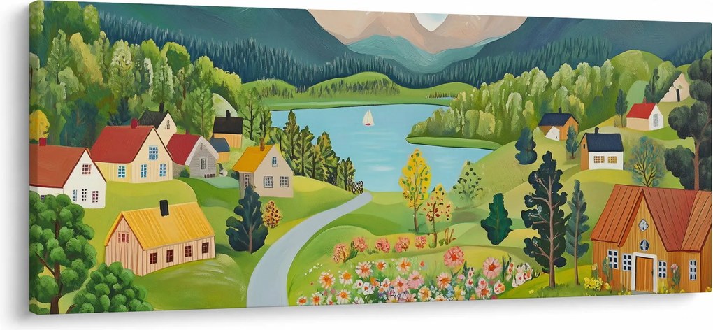 Kép - Falu a hegyekben (120x50 cm)