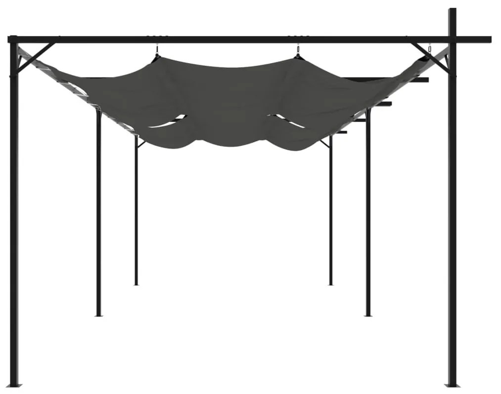 antracitszürke pergola behúzható tetővel 589 x 292 x 230 cm