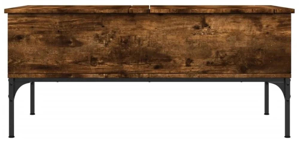 füstös tölgy szerelt fa és fém dohányzóasztal 100 x 50 x 45 cm