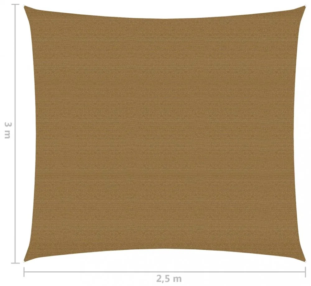 tópszínű HDPE napvitorla 160 g/m² 2,5 x 3 m