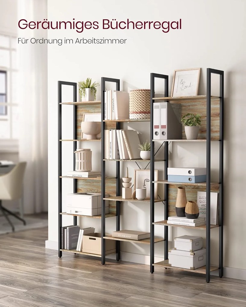 Könyvespolc, 14 polcos könyvespolc, 158 x 166 x 24 cm, türkizbarna és tintafekete