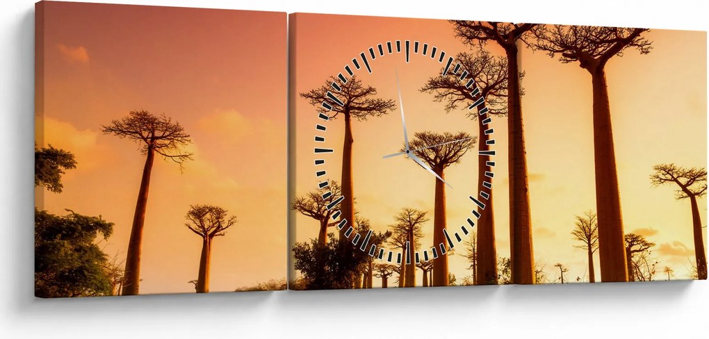 Kép - Naplemente a Baobab Alley-ben (órával) (90x30 cm)