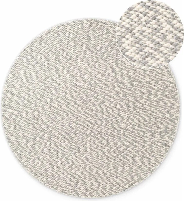 Világosszürke-krémszínű kézi szövésű gyapjú kerek szőnyeg ø 160 cm Lyon Beans – Elle Decoration