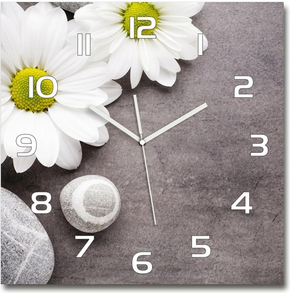 Gerbera mintás üveg négyzet alakú falióra 60x60