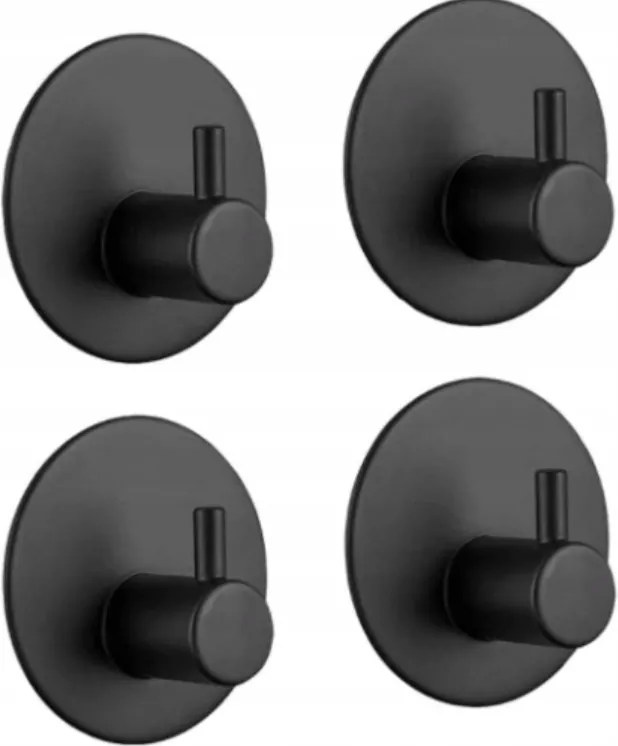 Öntapadós akasztó fekete – 5x törölközőtartó akasztó, fúrás nélküli szerelés