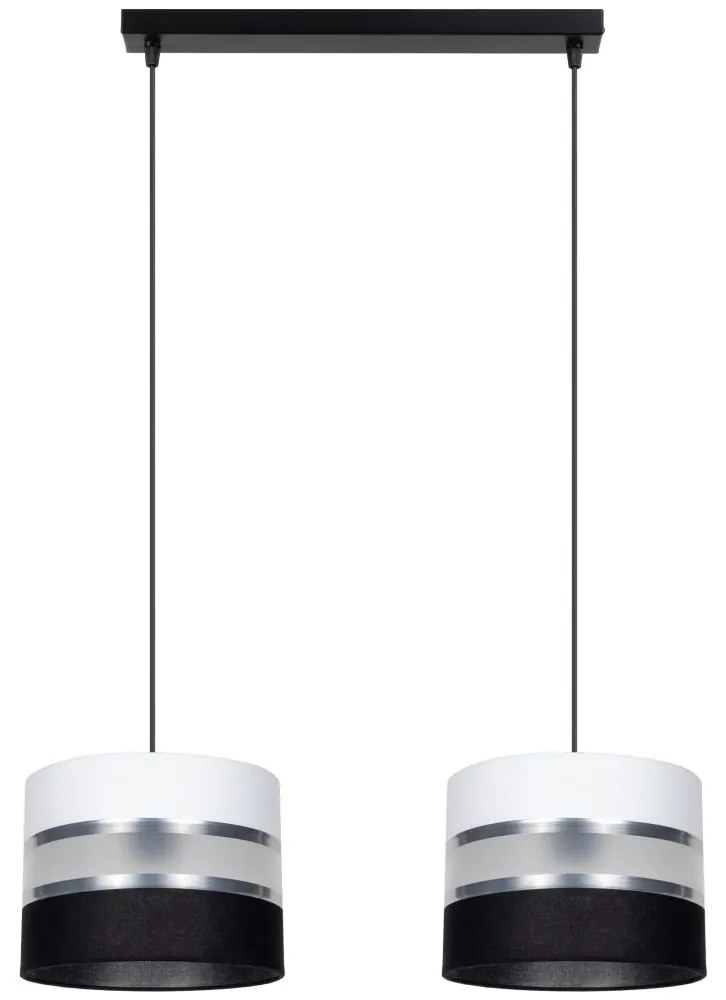 Csillár zsinóron CORAL 2xE27/60W/230V fekete-fehér