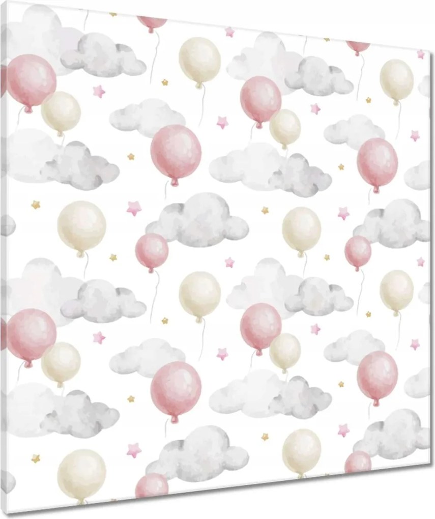 Vászonkép 70x70 Pasztell motívum rózsaszín lufikkal