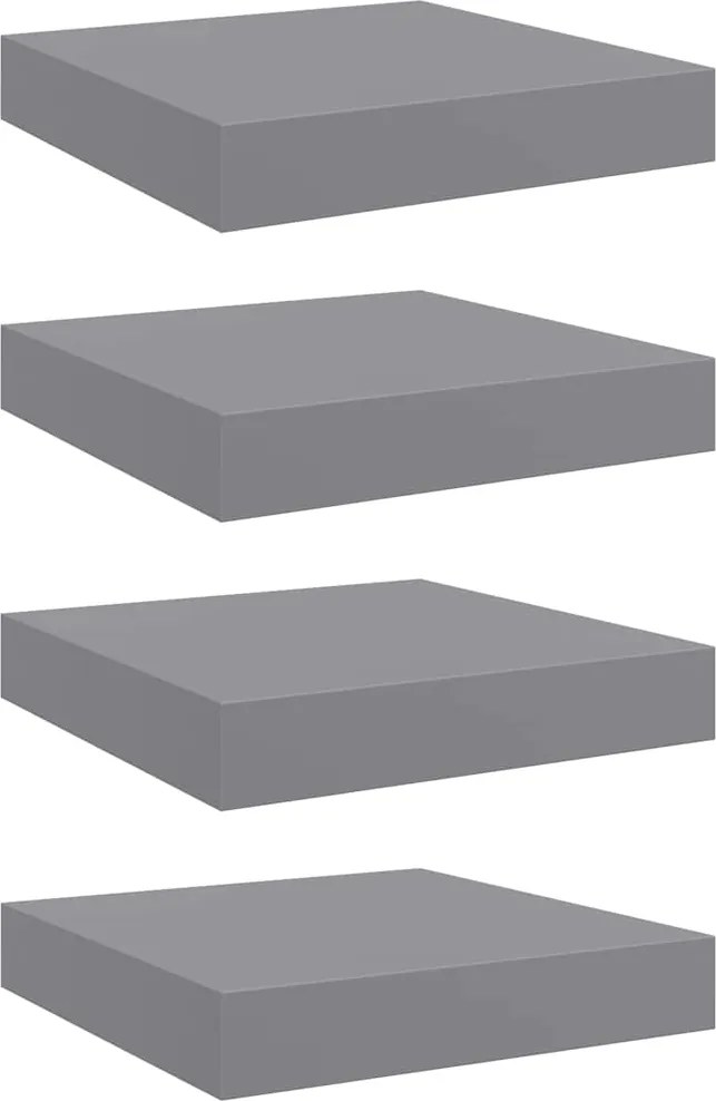 vidaXL 4 db szürke MDF lebegő fali polc 23 x 23,5 x 3,8 cm