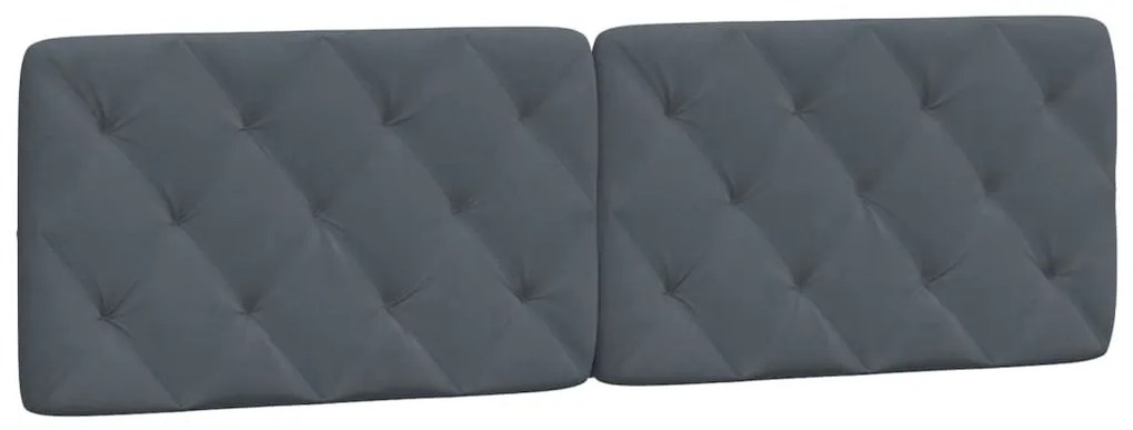 sötétszürke bársony fejtámla párna 160 cm