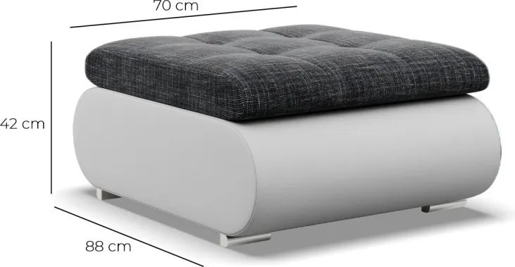 Tokio puff, fonott + műbőr, sötétszürke - fehér