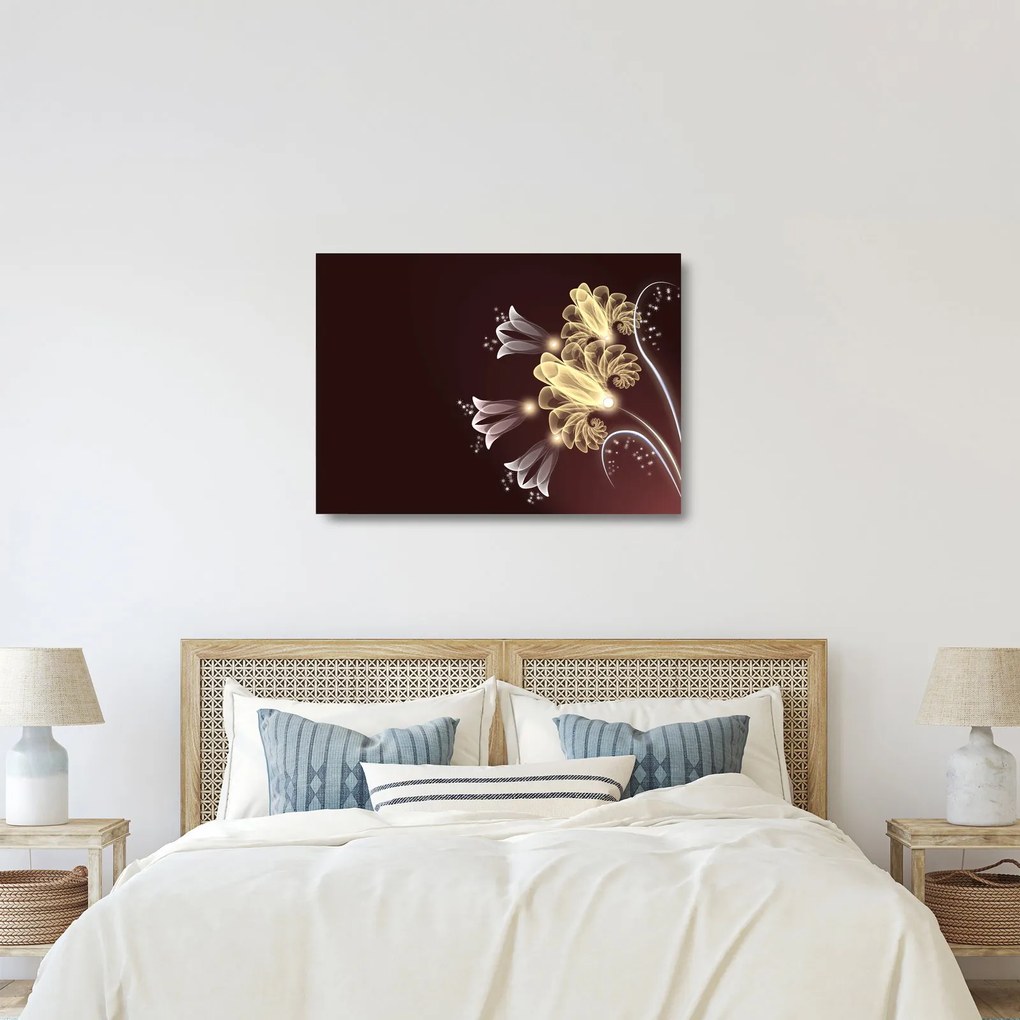 Kép - fényes virágok (üvegen) (70x50 cm)