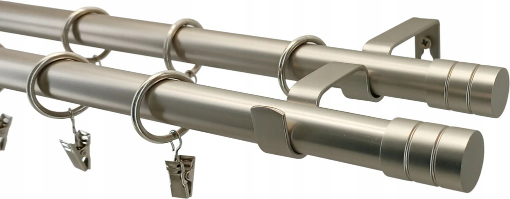 Fém Függönykarnis Loft Dupla 19 MIX Végű Szatén 140cm galvanizált
