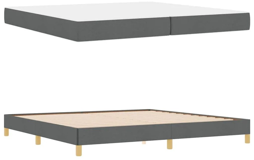 Boxrugós ágy Sötétszürke és Barna 200 x 200 cm
