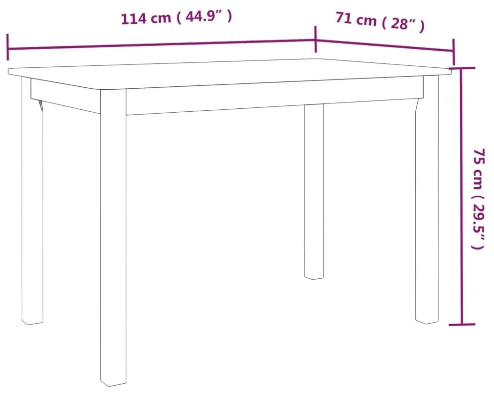 fekete tömör gumifa étkezőasztal 114 x 71 x 75 cm